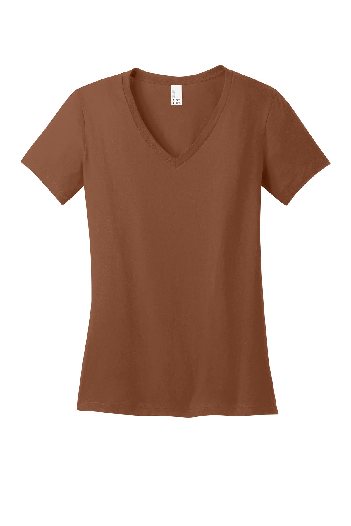 Front View of BakedClay District - Women's Perfect Weight V-Neck Tee. DM1170L