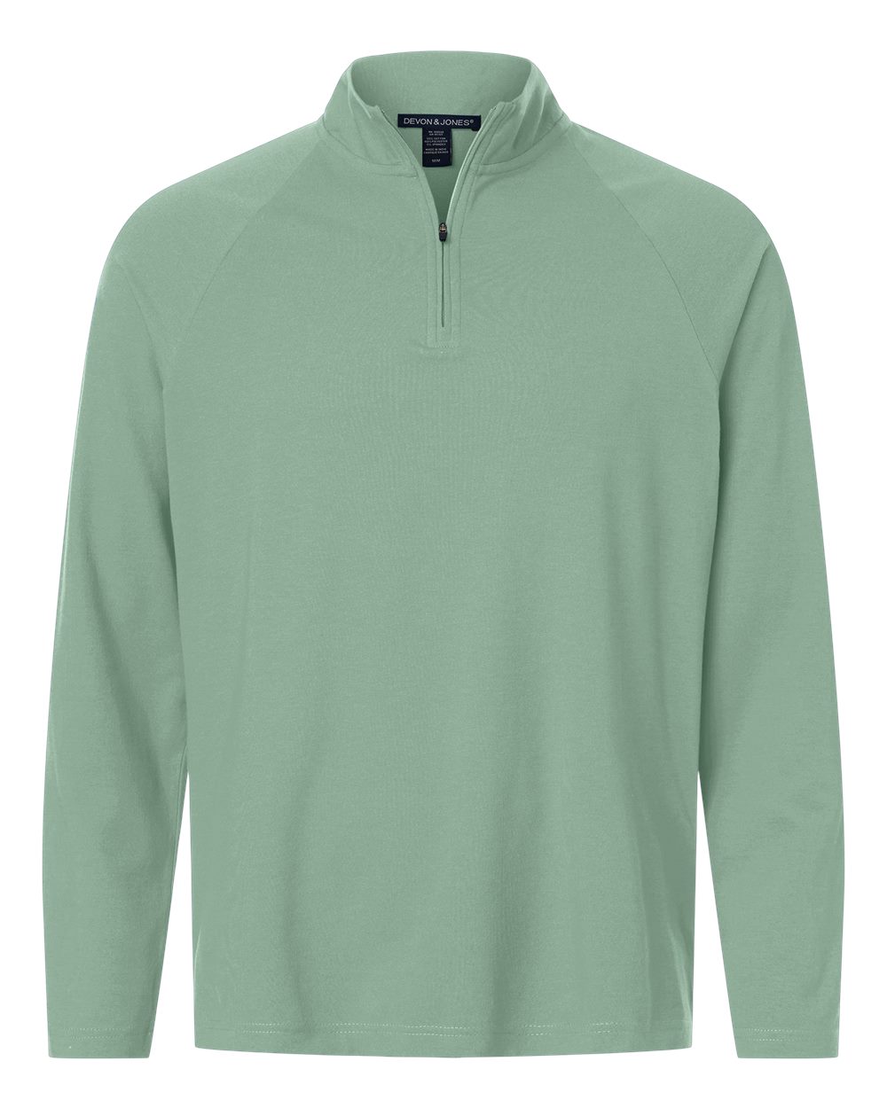 Front View of Balsam Green Men's Seaton Pebble Textured Quarter-Zip Pullover - DG402 plain