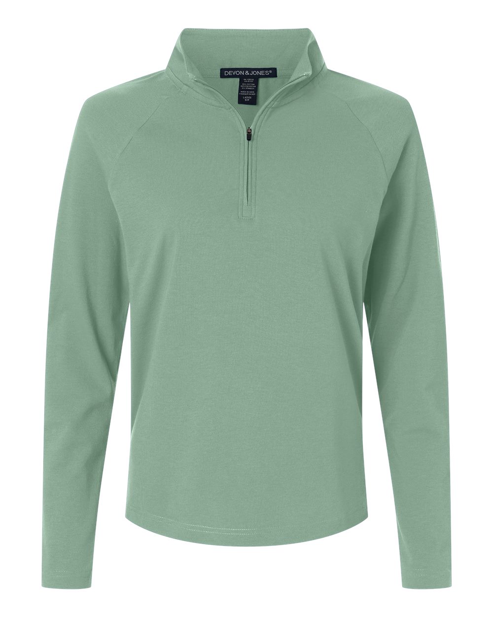 Front View of Balsam Green Women's Seaton Pebble Textured Quarter-Zip Pullover - DG402W plain