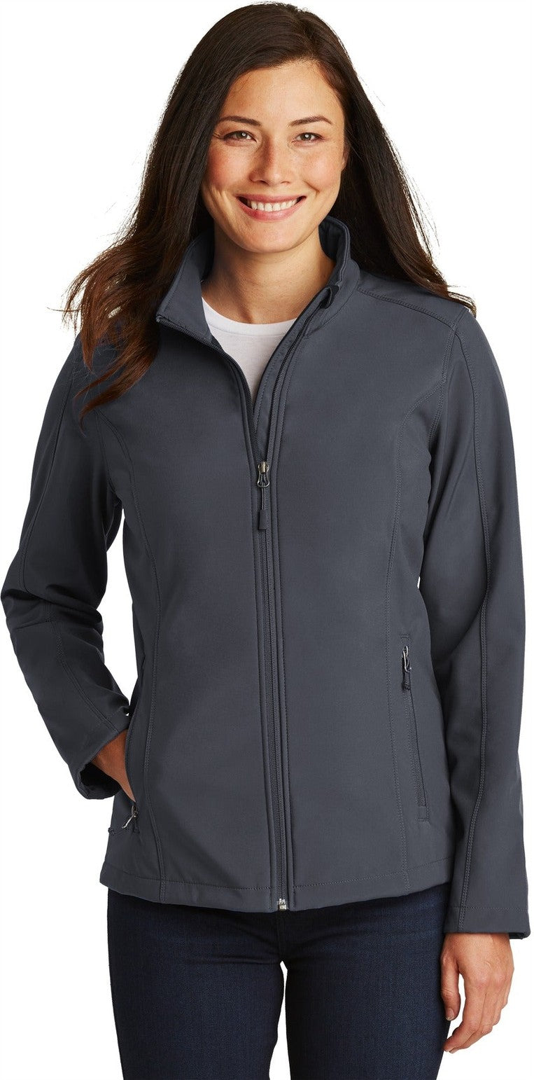 Front View of Battleship Gry Port Authority Women's Core Soft Shell Jacket. L317