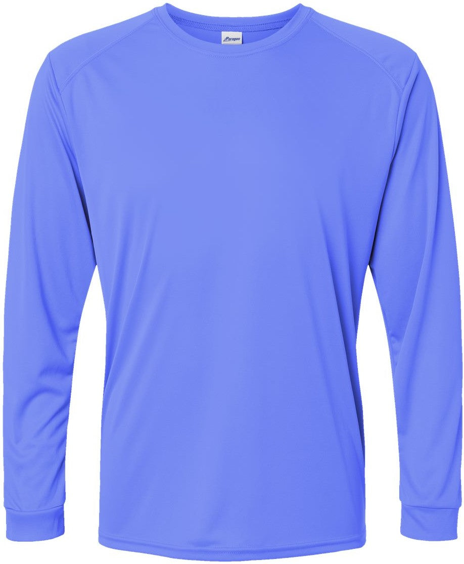 Front View of Bimini Blue Long Islander Performance Long Sleeve T-Shirt - 210