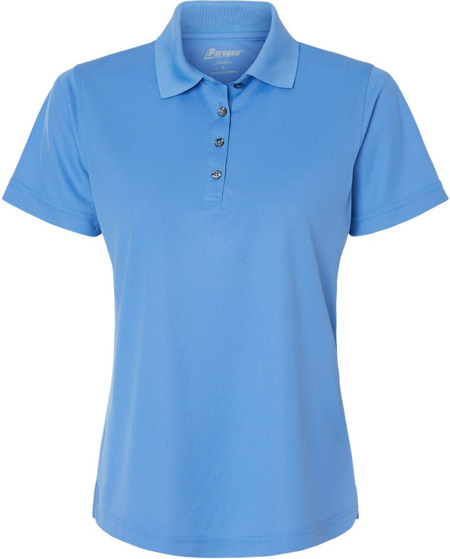 Front View of Bimini Blue Women's Saratoga Performance Mini Mesh Polo - 104