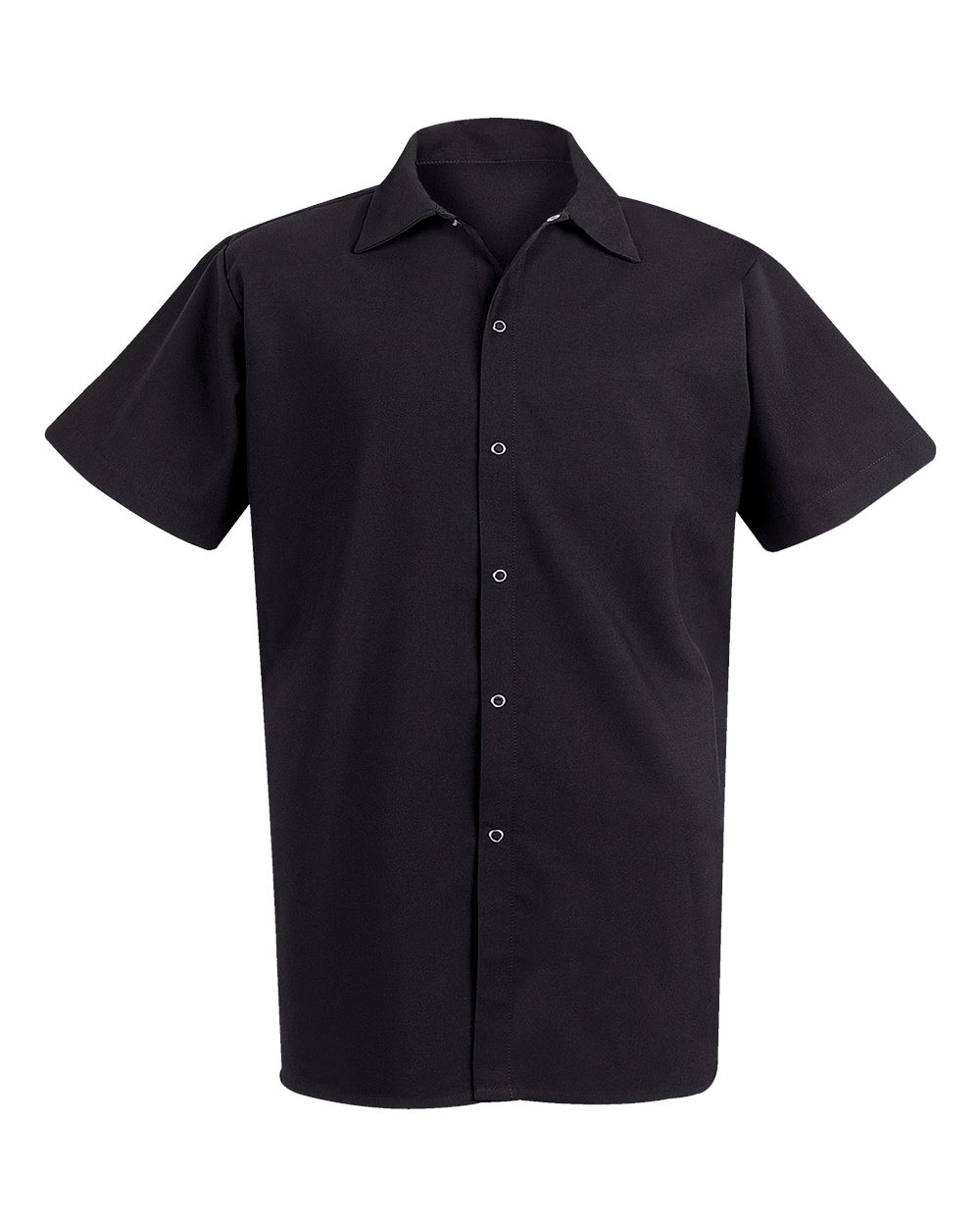 Front View of Black 100% Spun Polyester Cook Shirt - 5035