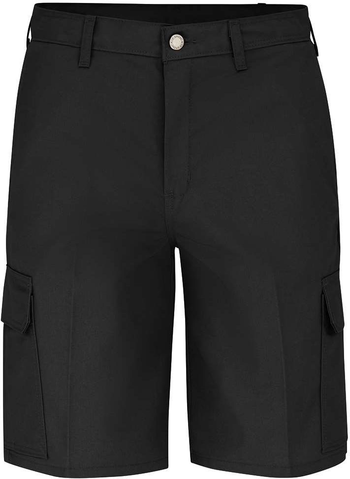 Front View of Black 11" Industrial Cargo Shorts - LR00