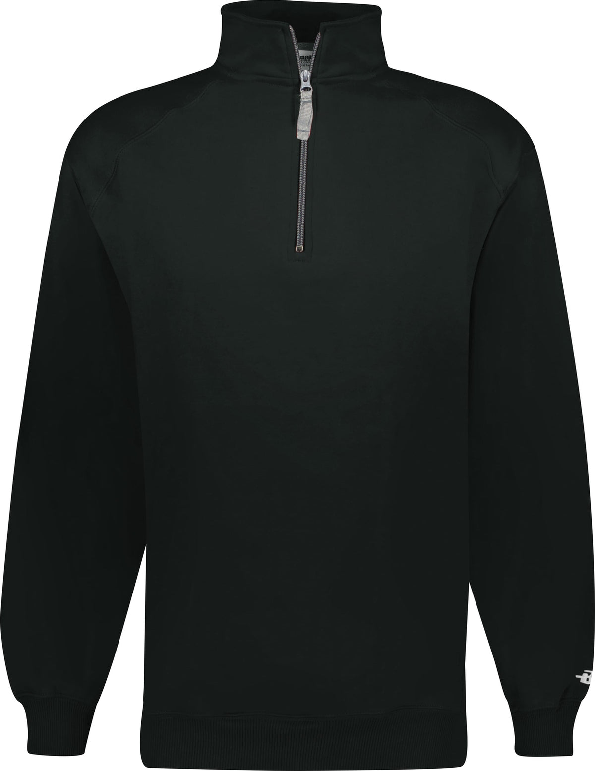 Front View of BLACK 1/4 ZIP FLEECE PULLOVER