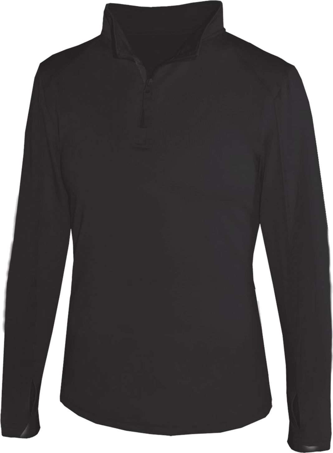 Front View of BLACK 1/4 ZIP LADIES' LIGHTWEIGHT PU
