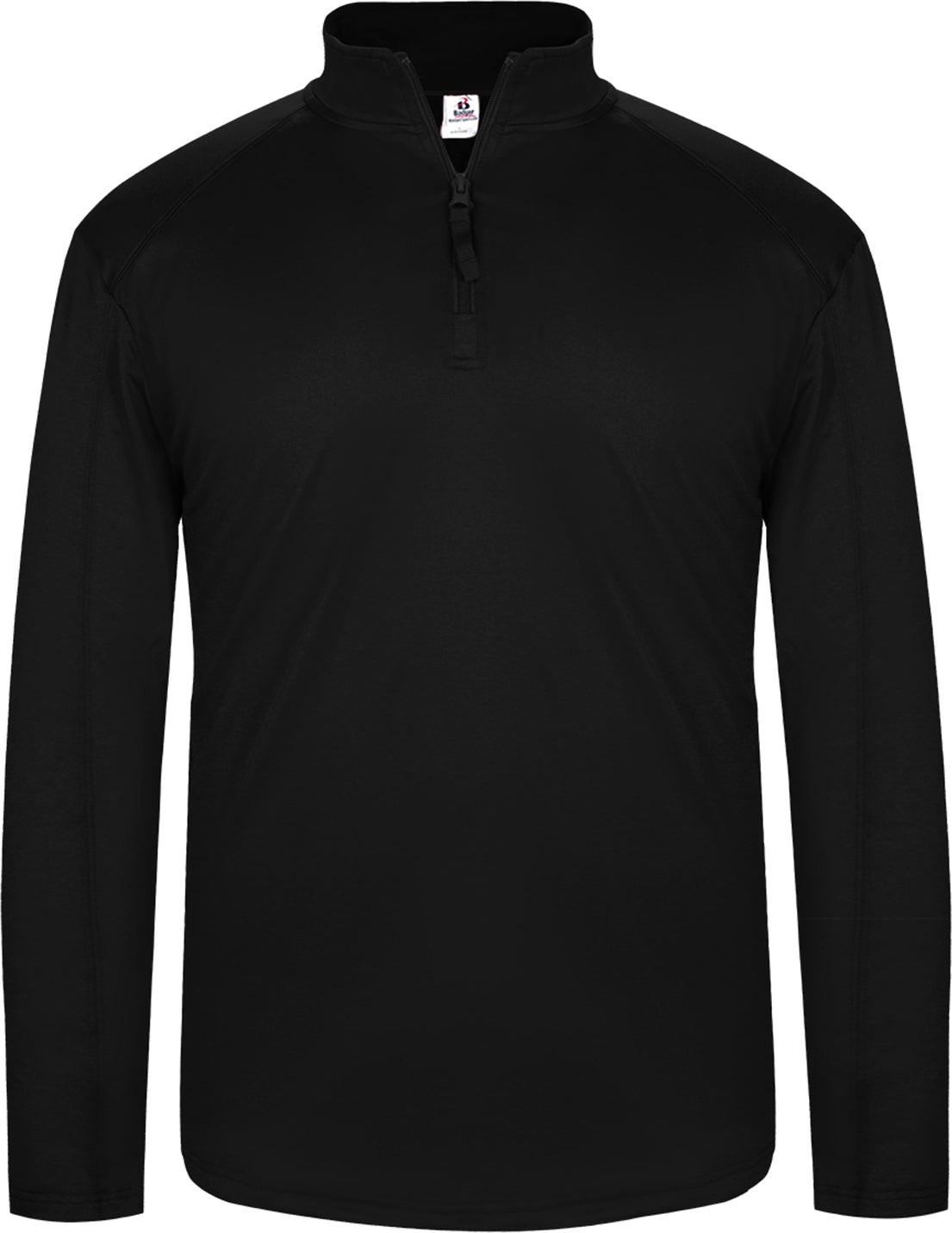 Front View of BLACK 1/4 ZIP LIGHTWEIGHT PULLOVER