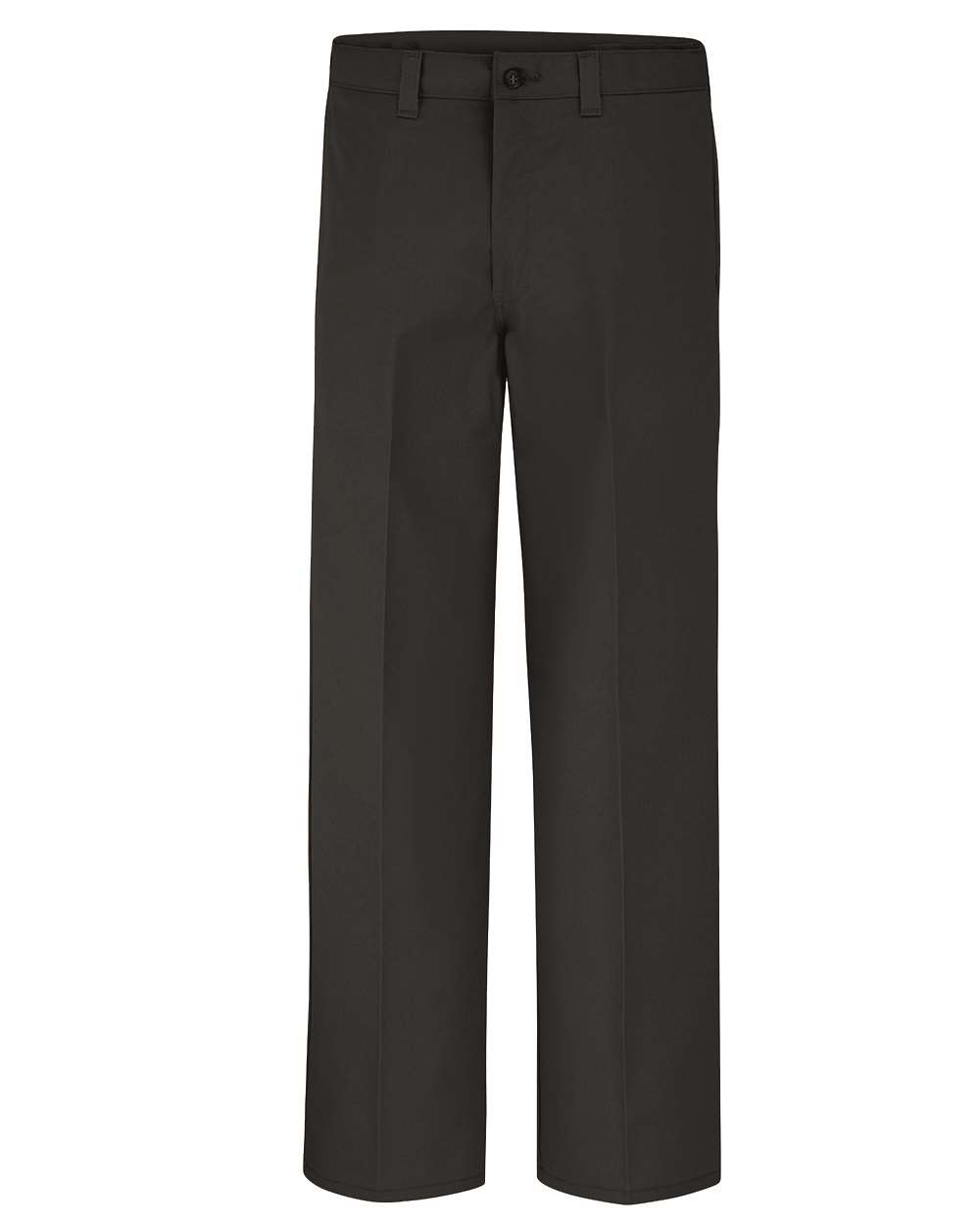 Front View of Black - 37 Unhemmed Industrial Flat Front Comfort Waist Pants - LP17