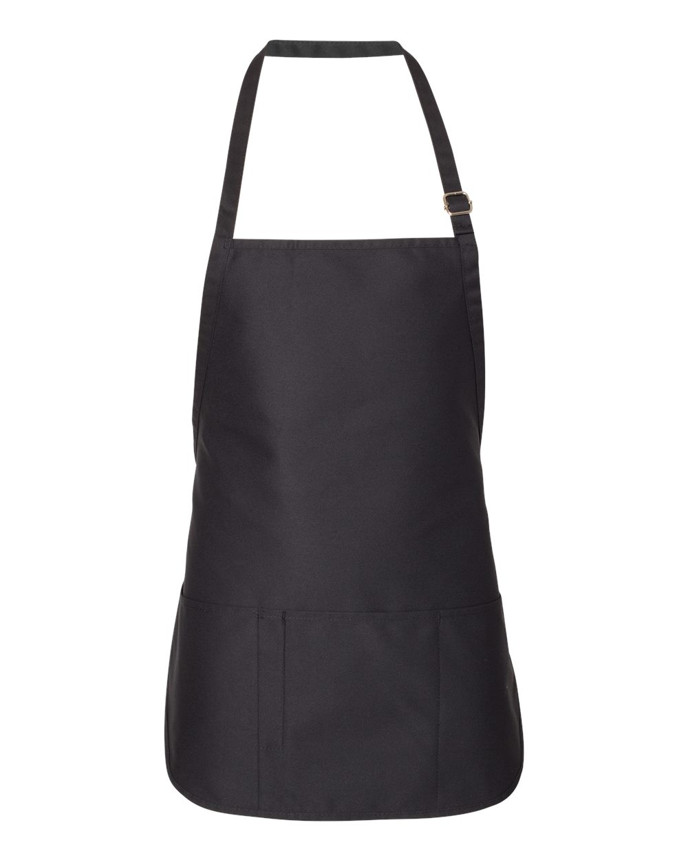 Front View of Black Adjustable Neck Strap Apron - 5507