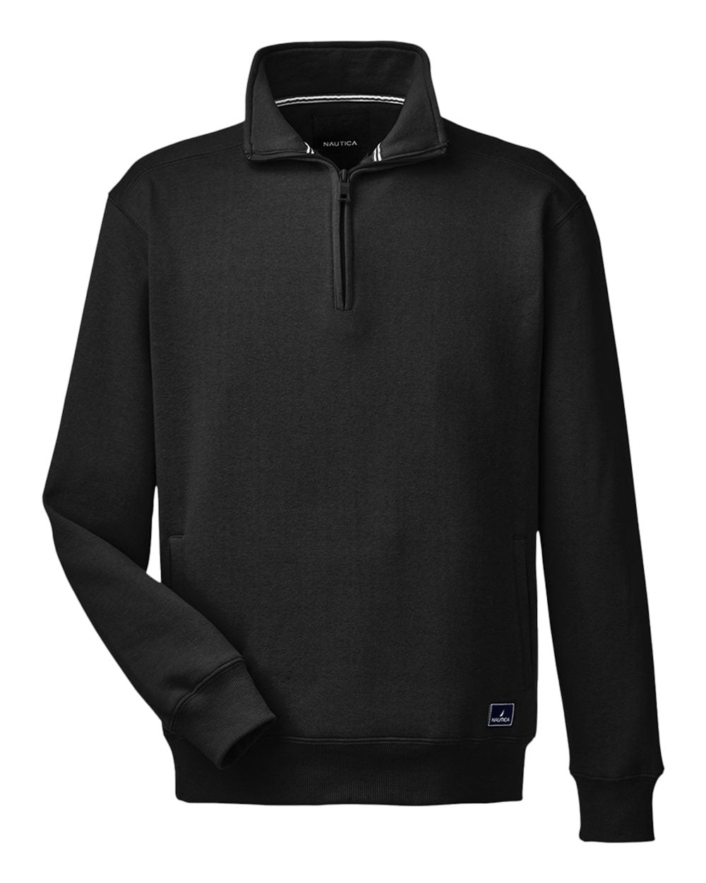 Front View of Black Anchor Fleece Quarter-Zip Sweatshirt - N17176