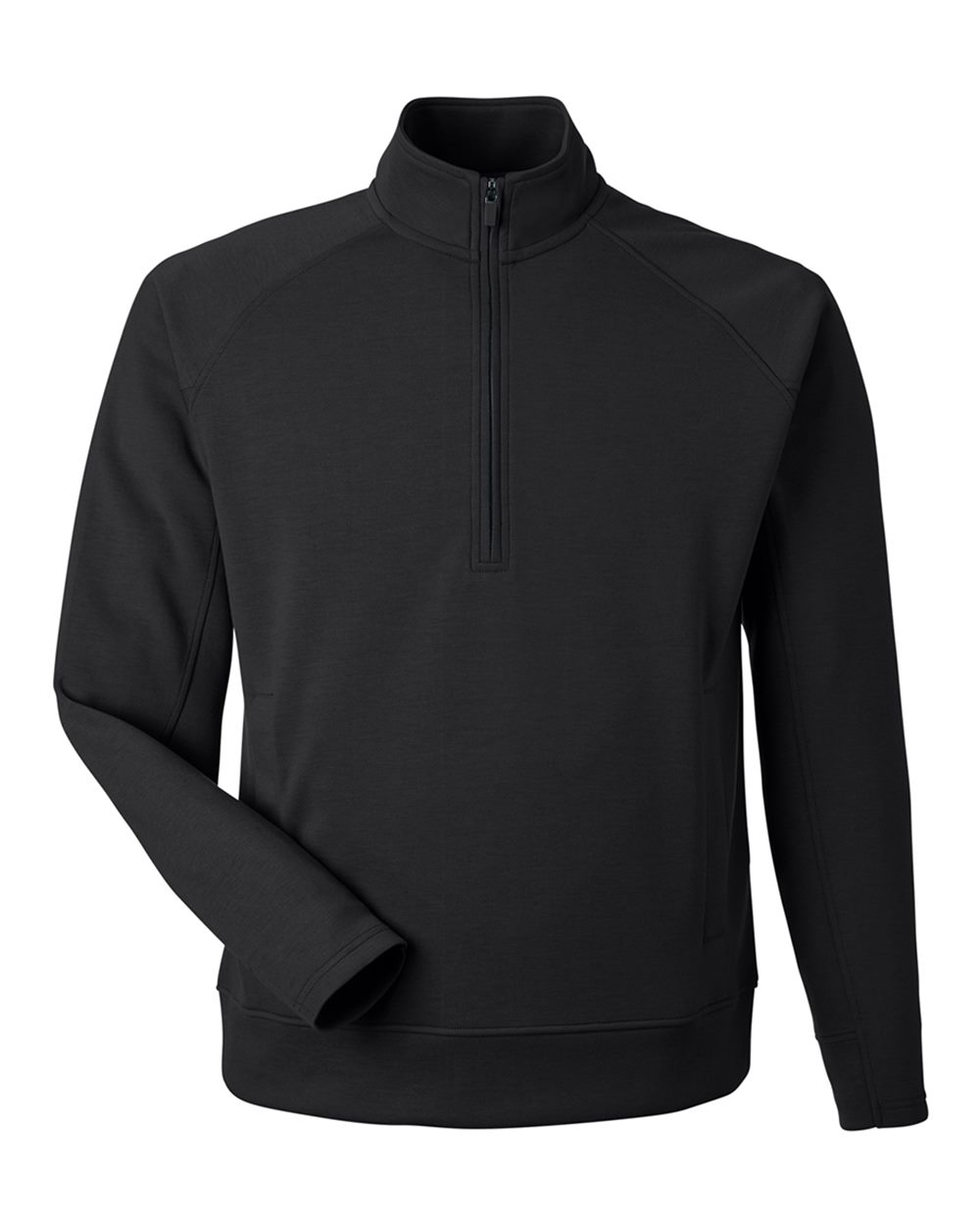 Front View of Black Apex Fleece Quarter-Zip Sweatshirt - 8751