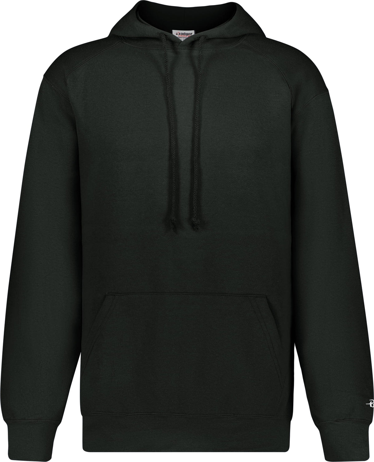 Front View of BLACK ATHLETIC FLEECE HOODIE