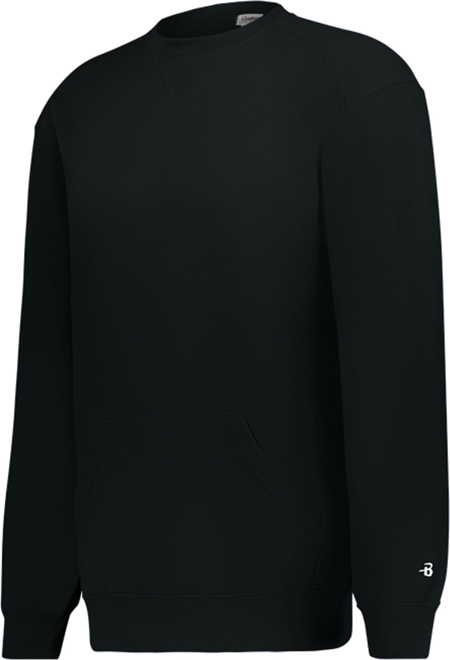 Front View of BLACK ATHLETIC FLEECE POCKET CREW