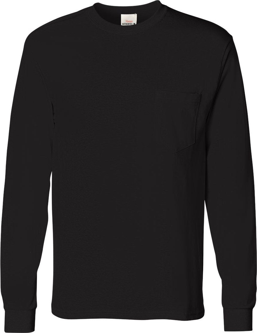 Black Authentic Long Sleeve Pocket T-Shirt - 5596