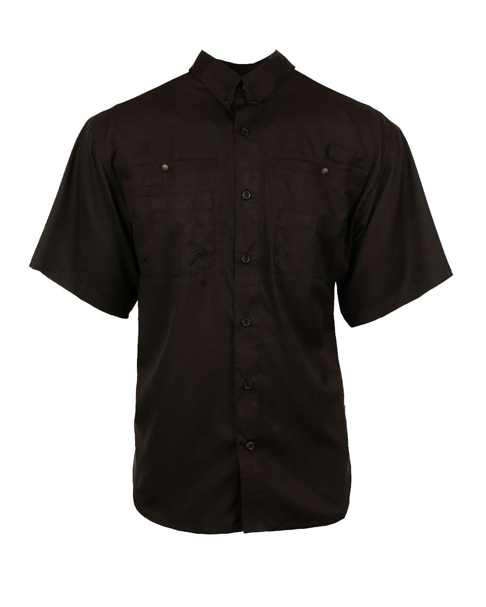 Front View of Black Baja Short Sleeve Fishing Shirt - 2297