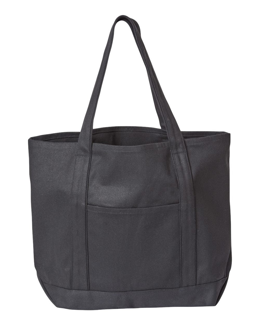 Front View of Black/ Black Carmel Classic XL Cotton Canvas Resort Tote - 8872