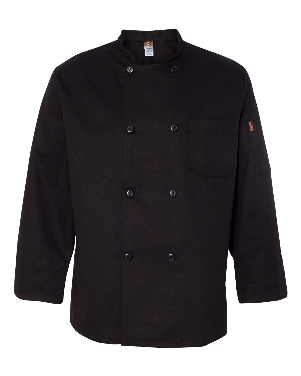 Front View of Black Black Traditional Chef Coat - KT76