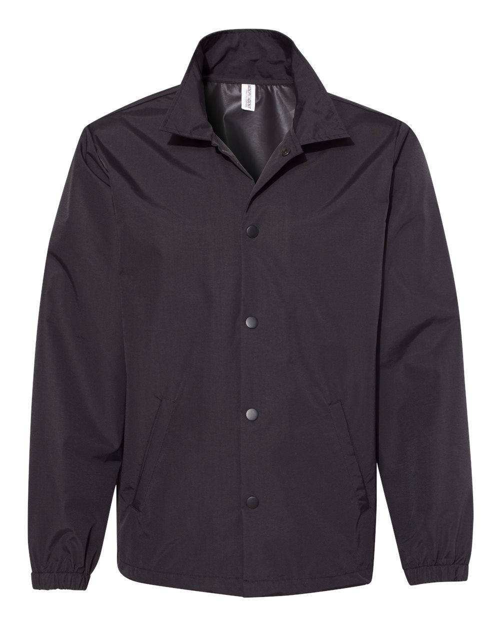 Front View of Black/ Black Water-Resistant Windbreaker Coach’s Jacket - EXP99CNB