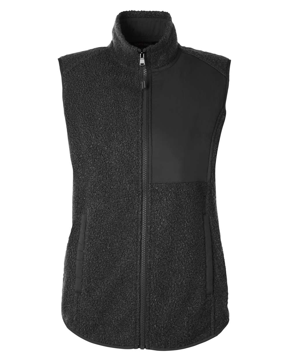 Front View of Black/ Black Women&#39;s Aura Sweater Fleece Vest - NE714W