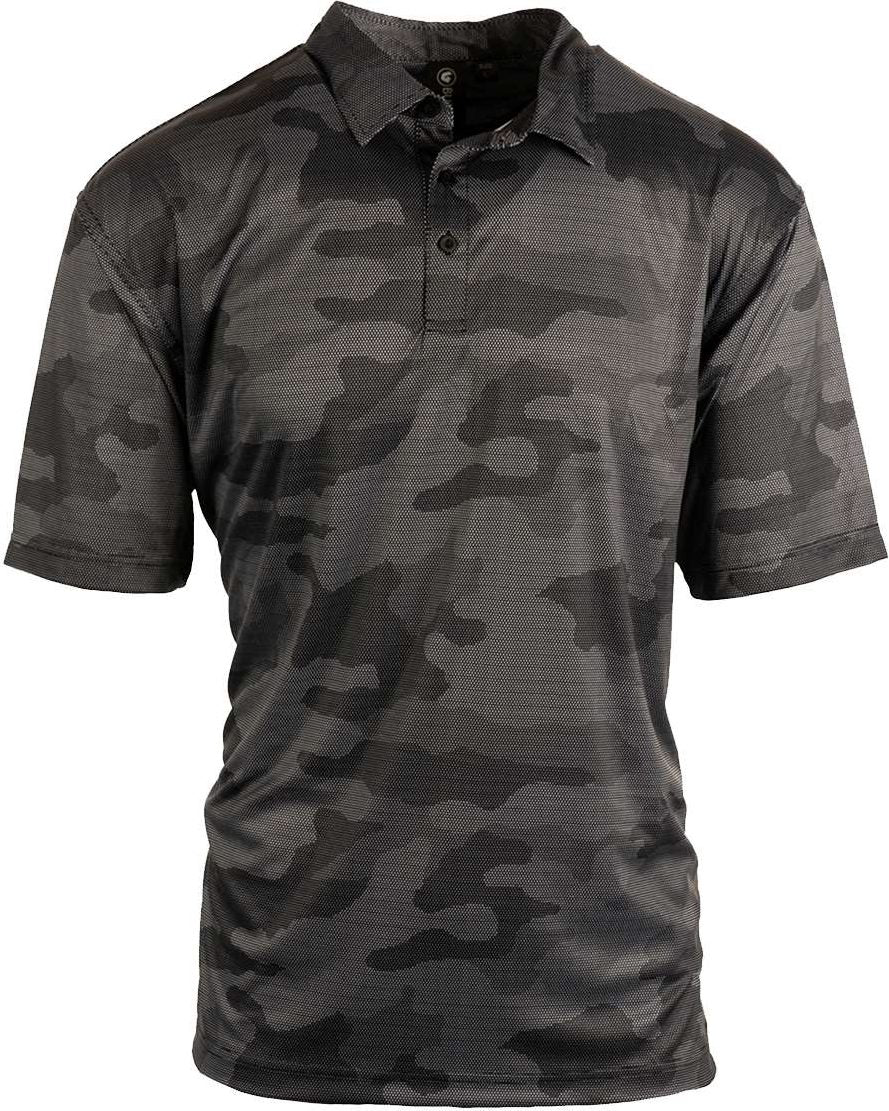 Front View of Black Camo Golf Polo - 0101