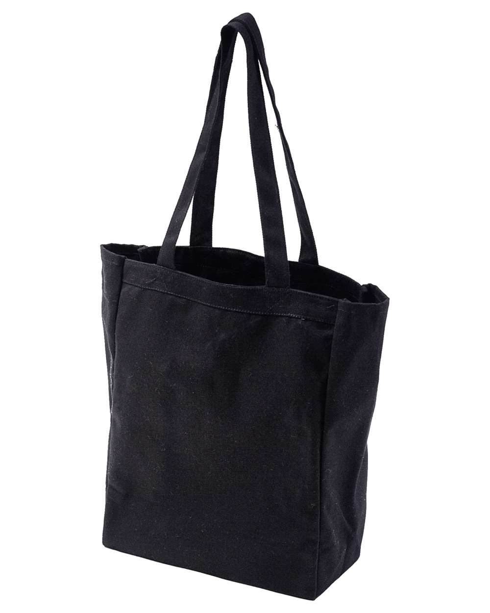 Front View of Black Canvas Book Tote - BE008