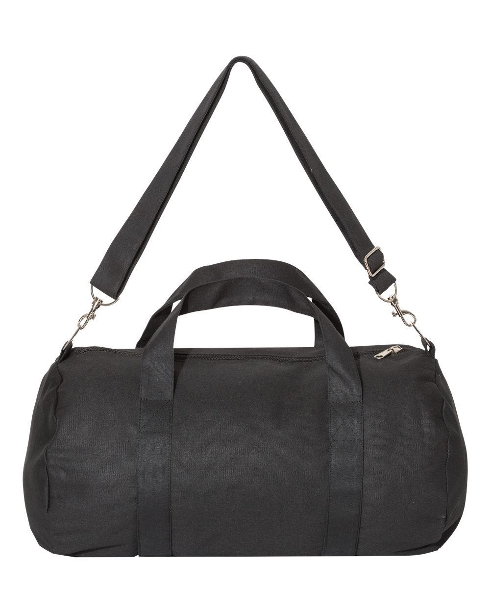 Front View of Black Canvas Duffel Bag - 3301
