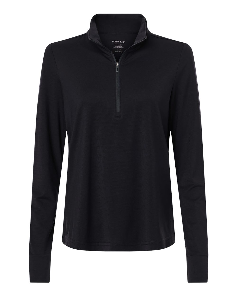 Front View of Black/ Carbon Women's Jaq Stretch Performance Quarter-Zip - NE405W plain