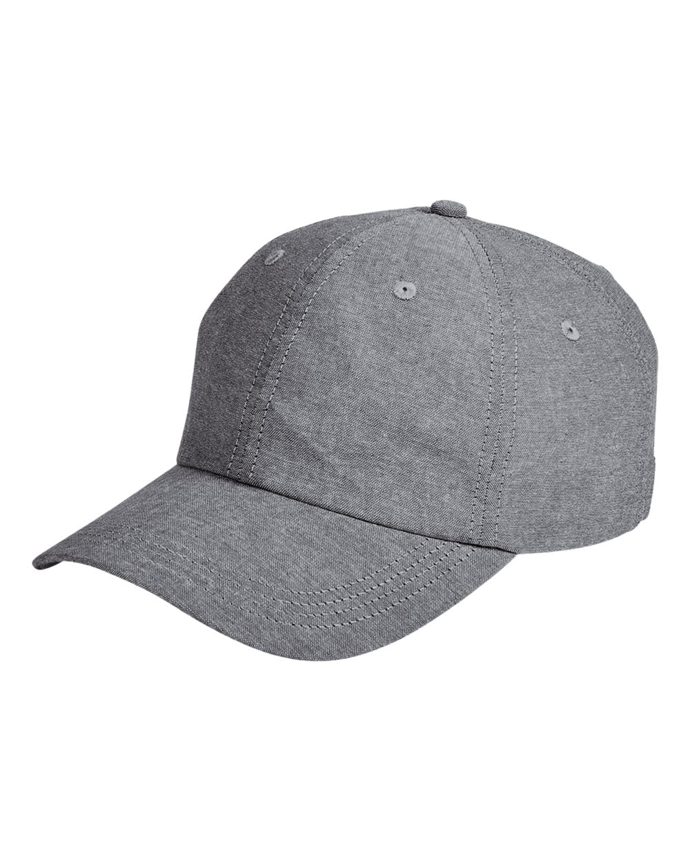 Front View of Black Chambray Summer Prep Cap - BA614