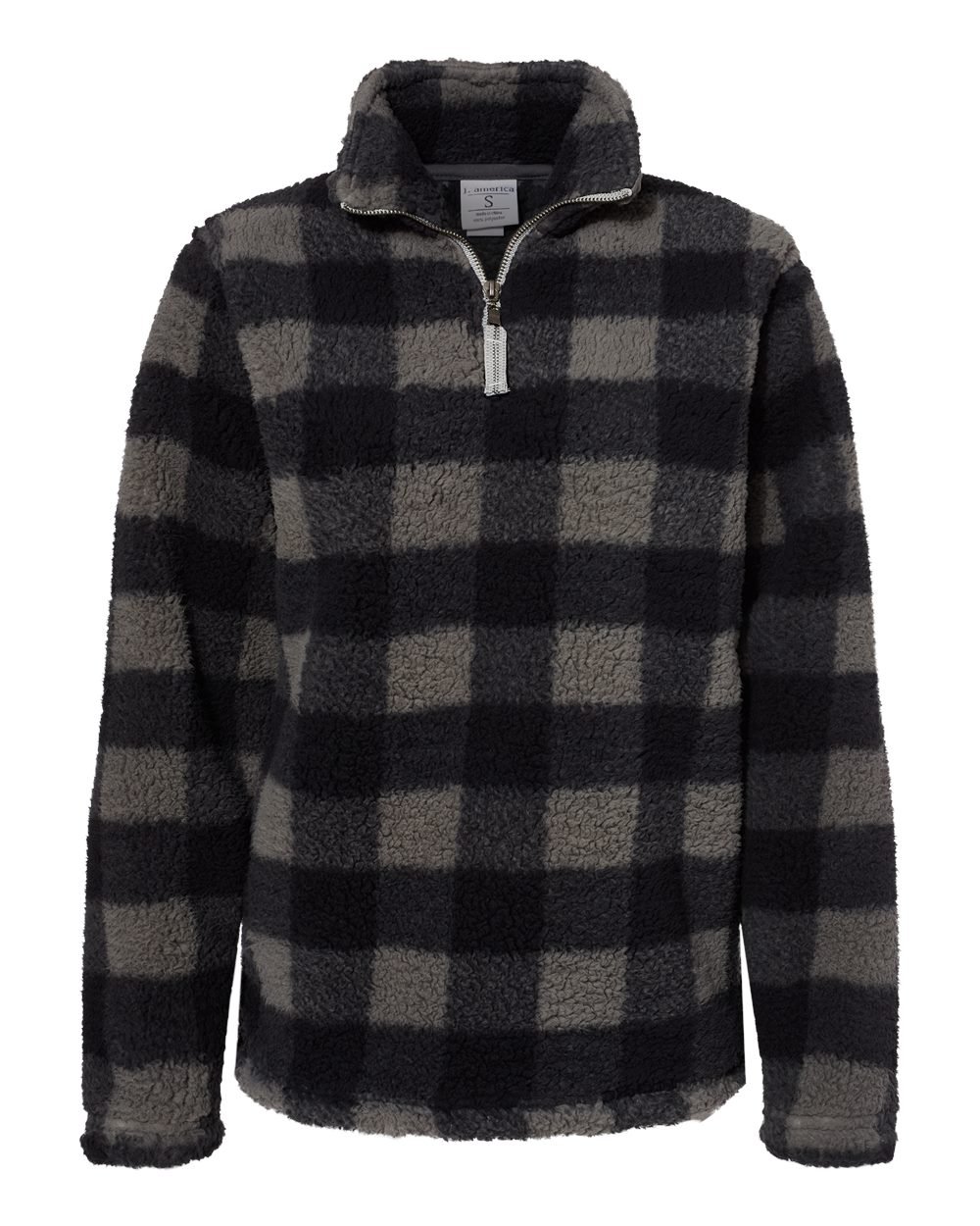 Front View of Black/ Charcoal Buffalo Women’s Epic Sherpa Quarter-Zip Pullover - 8451