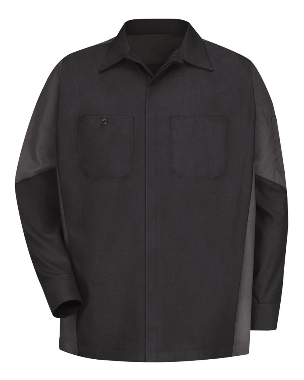 Front View of Black/ Charcoal Long Sleeve Automotive Crew Shirt - Tall Sizes - SY10T