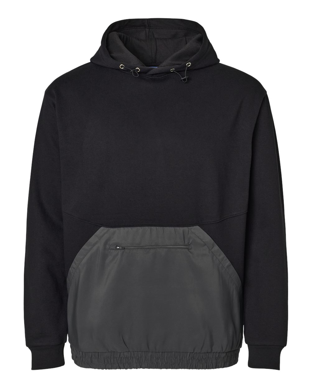 Front View of Black/ Charcoal Mixed Media Hooded Sweatshirt - 23112