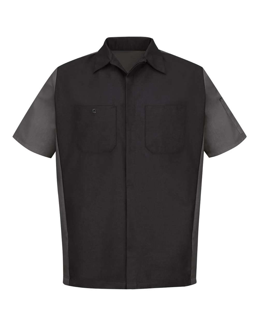 Front View of Black/ Charcoal Short Sleeve Automotive Crew Shirt - Tall Sizes - SY20T
