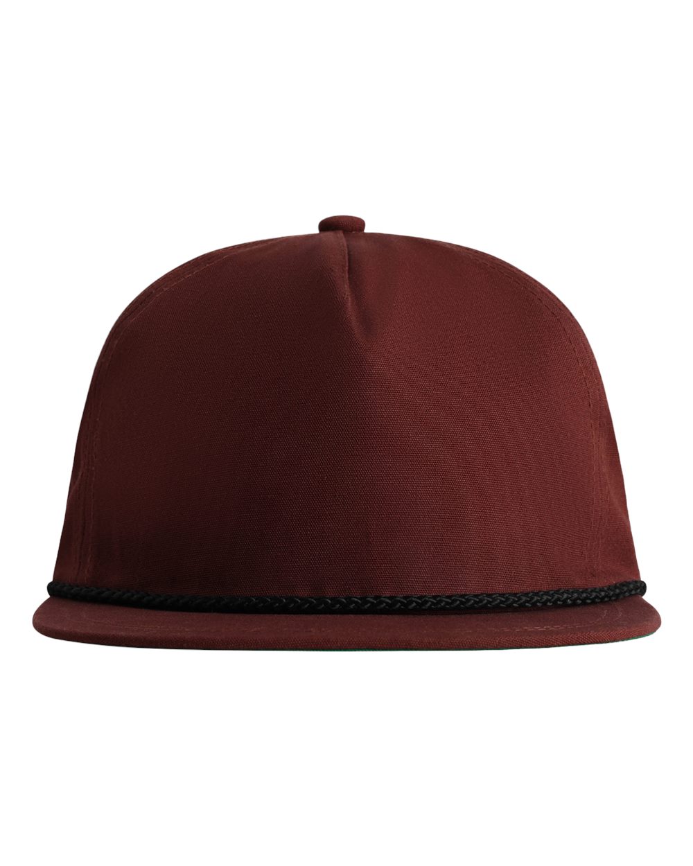 Front View of Black Cherry/ Black The Original Rope Five-Panel Cap - DNA001
