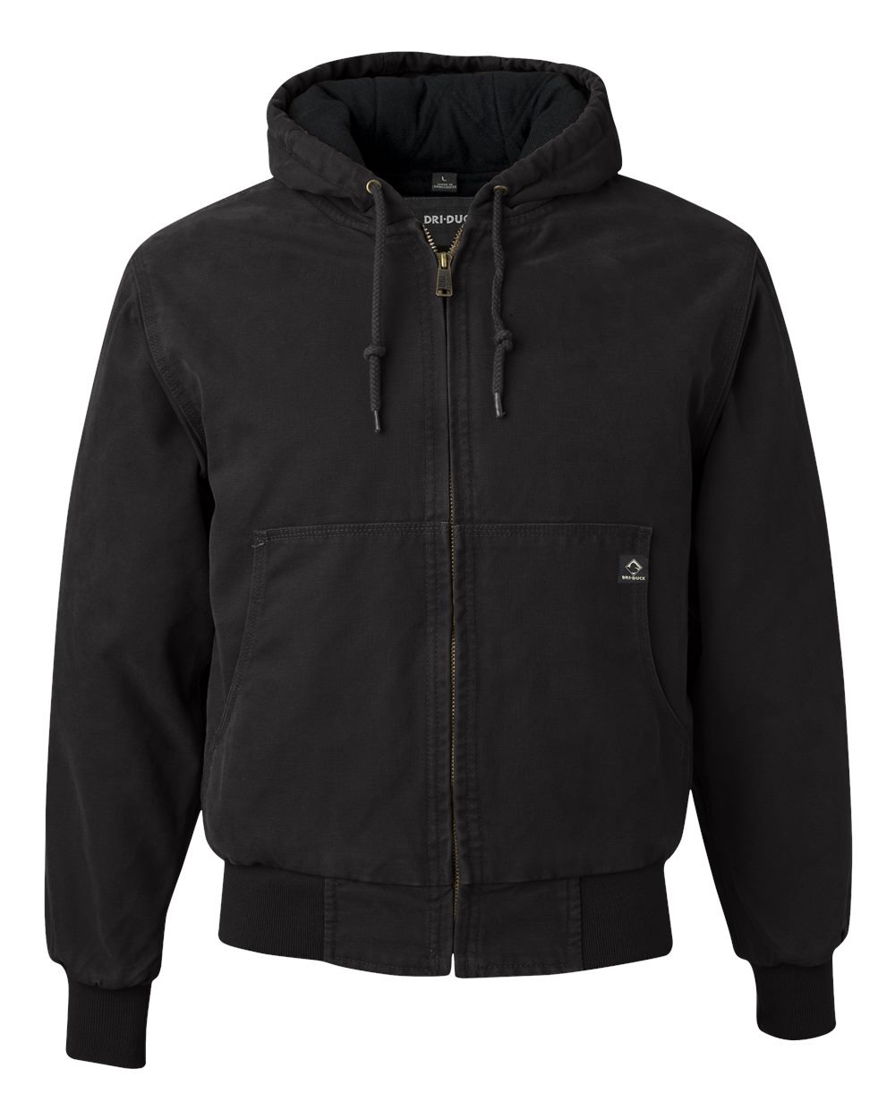 Front View of Black Cheyenne Boulder Cloth™ Hooded Jacket with Tricot Quilt Lining Tall Sizes - 5020T