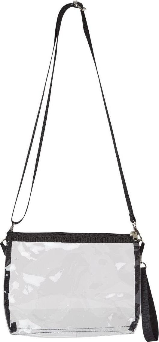 Front View of Black Classic Clear Stadium Purse/Handbag - 5785