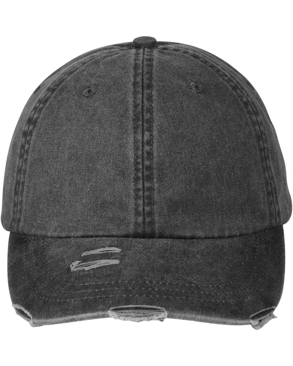 Front View of Black Classic Pigment Distressed Cap - LP108