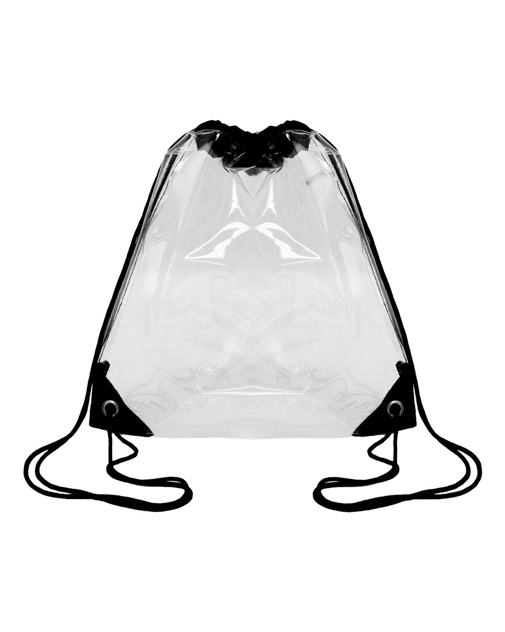 Front View of Black Clear Drawstring Pack - OAD5007