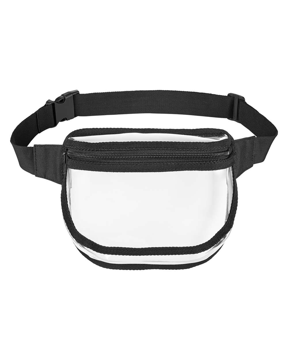 Front View of Black Clear PVC Fanny Pack - BE264