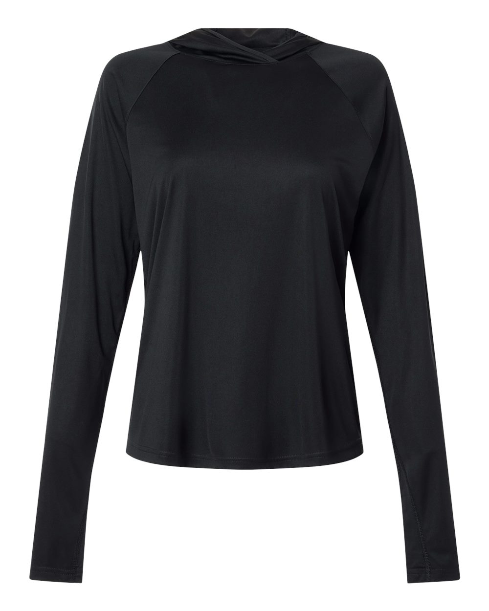 Front View of Black/ Cool Grey Women&#39;s PFG Tidal Tee™ Hooded Long Sleeve - 216061