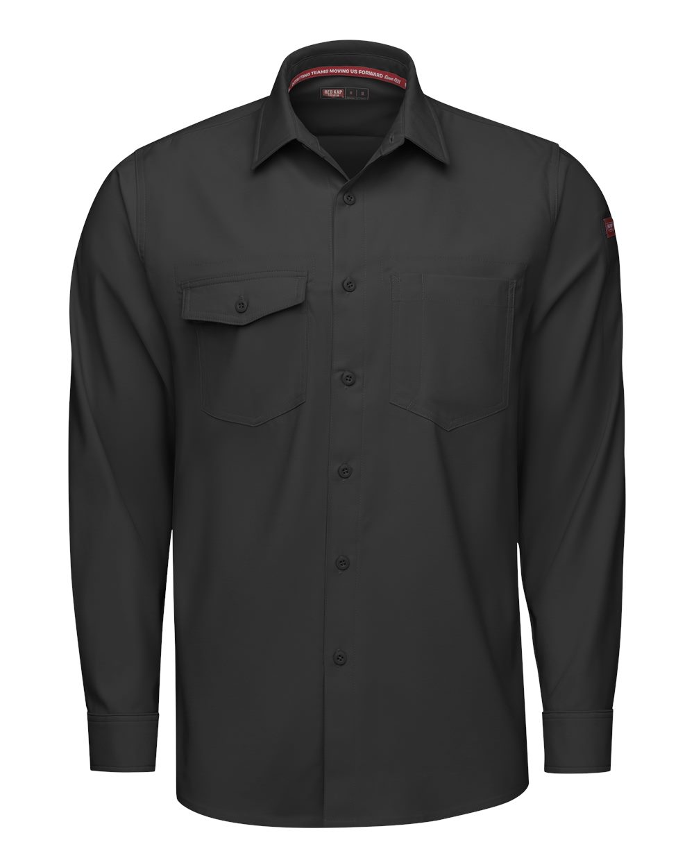 Front View of Black Cooling Long Sleeve Work Shirt - Tall Sizes - TSM4T
