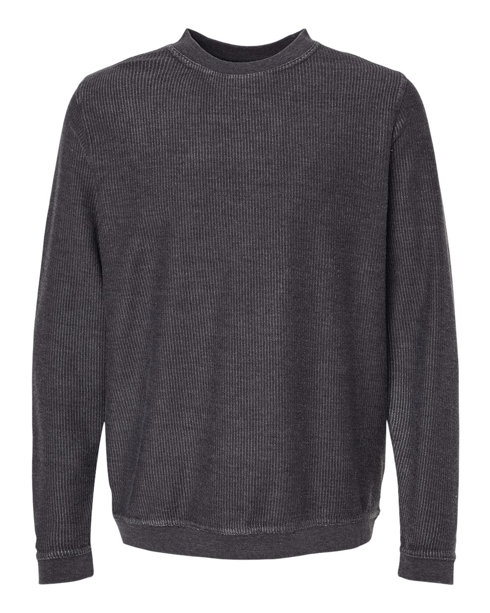 Front View of Black Corded Crew - D02