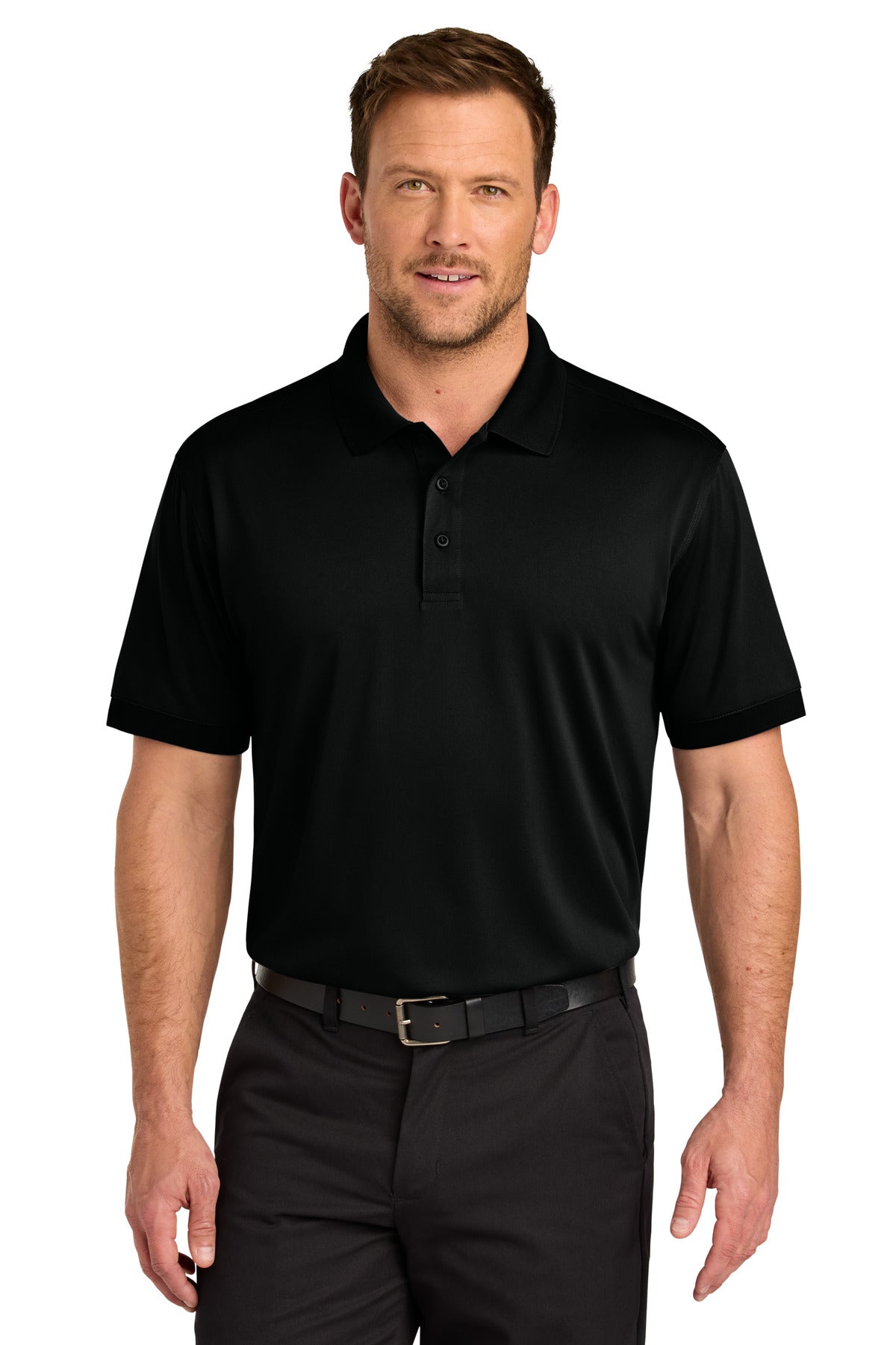 Front View of Black CornerStone Tall Workwear Pro Polo TLCS450