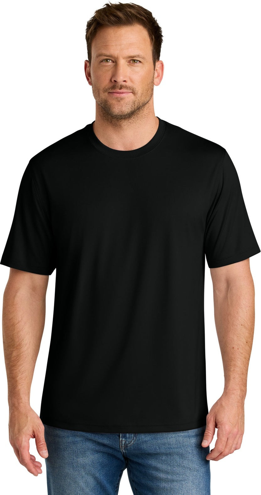 Front View of Black CornerStone Workwear Pro Short Sleeve Tee CS440