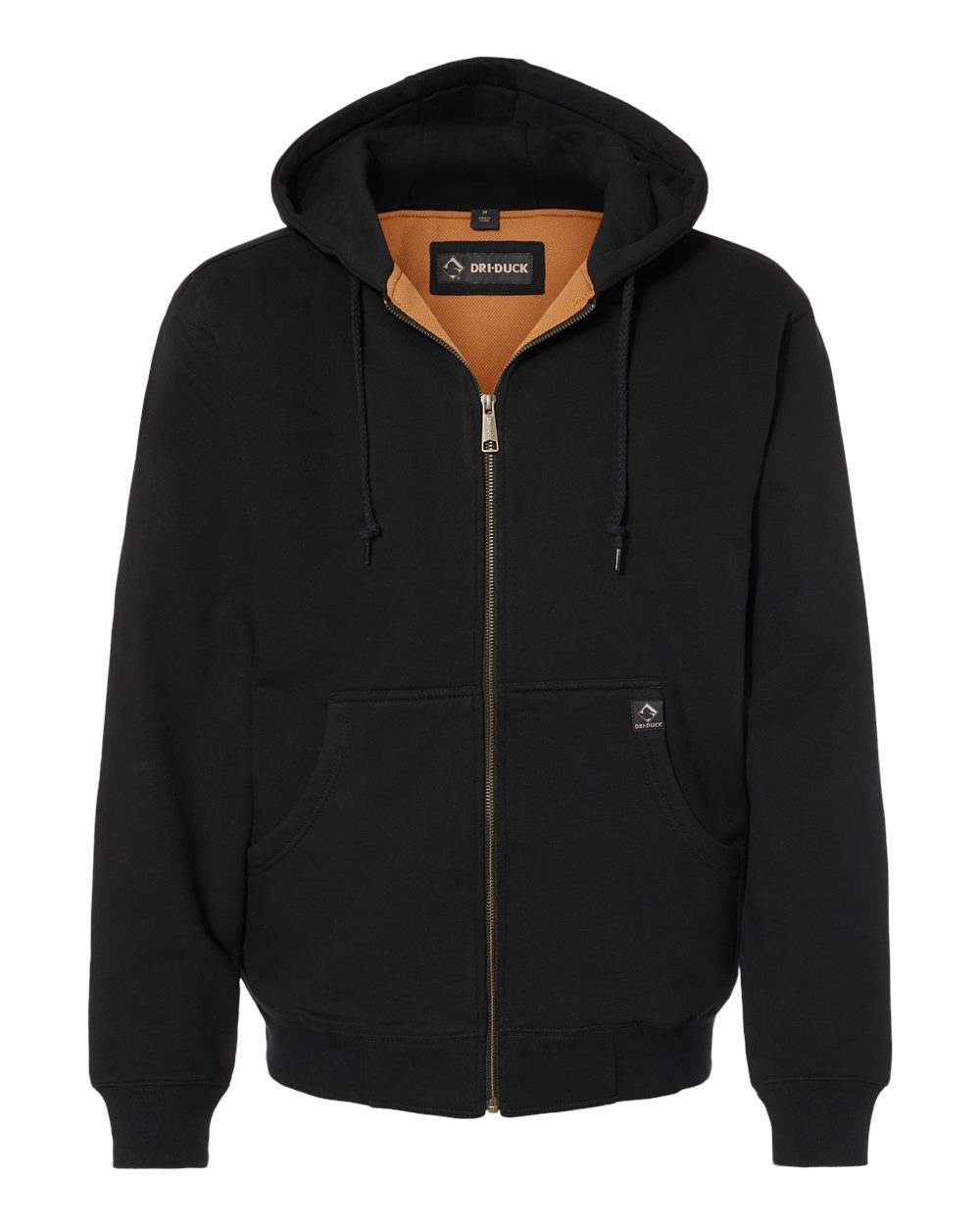 Front View of Black Crossfire Heavyweight Power Fleece Hooded Jacket with Thermal Lining Tall Sizes - 7033T