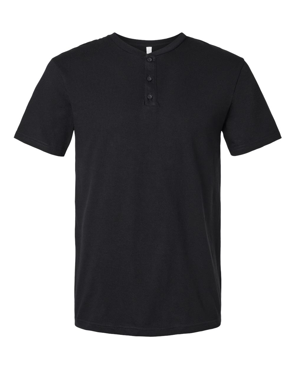Front View of Black CVC Henley Tee - 2004CVC
