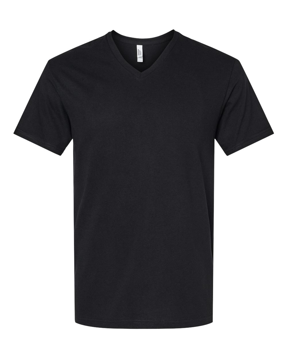 Front View of Black CVC V-Neck Tee - 2006CVC
