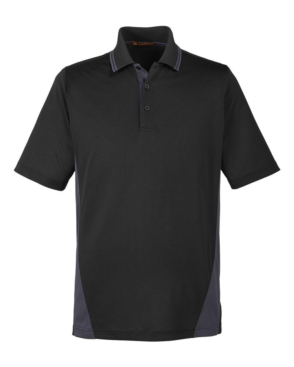 Front View of Black/ Dark Charcoal Men's Flash Snag Protection Plus IL Colorblock Polo - M386