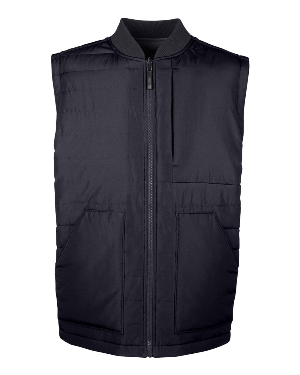 Front View of Black/ Dark Charcoal Unisex Dockside Interactive Reversible Freezer Vest - M776