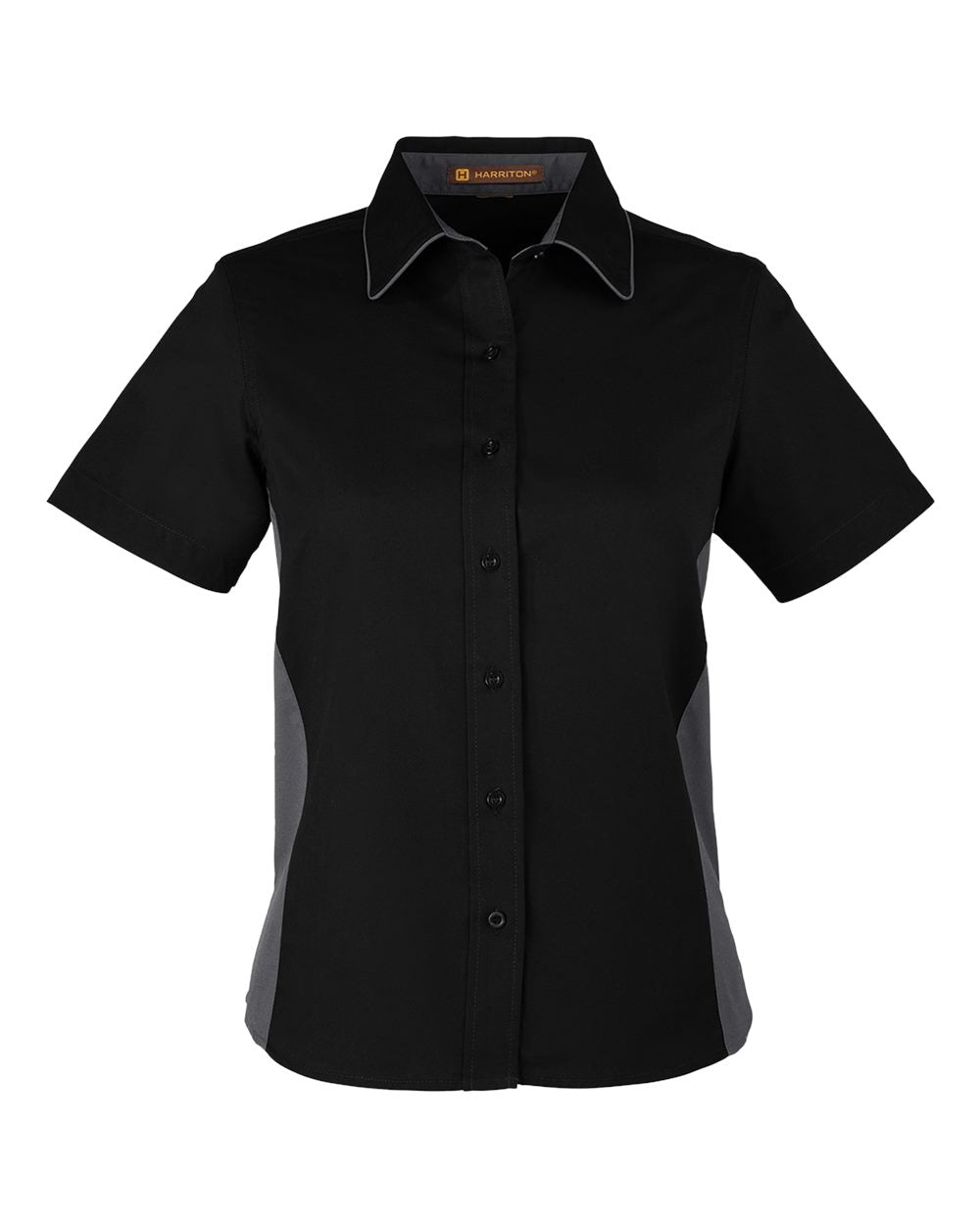 Front View of Black/ Dark Charcoal Women&#39;s Flash IL Colorblock Shirt - M586W