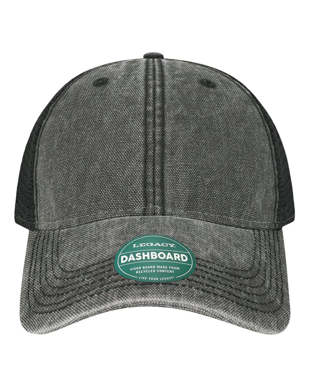 Front View of Black Dashboard Trucker Cap - DTA